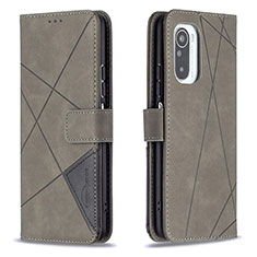 Funda de Cuero Cartera con Soporte Carcasa B08F para Xiaomi Redmi K40 5G Gris