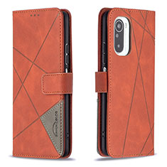 Funda de Cuero Cartera con Soporte Carcasa B08F para Xiaomi Redmi K40 5G Naranja