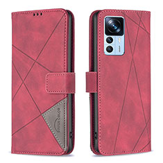 Funda de Cuero Cartera con Soporte Carcasa B08F para Xiaomi Redmi K50 Ultra 5G Rojo