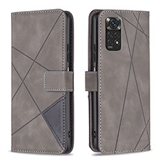 Funda de Cuero Cartera con Soporte Carcasa B08F para Xiaomi Redmi Note 11 4G (2022) Gris