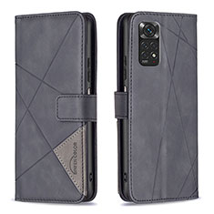 Funda de Cuero Cartera con Soporte Carcasa B08F para Xiaomi Redmi Note 11 4G (2022) Negro