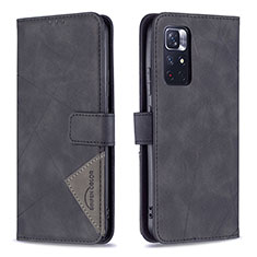 Funda de Cuero Cartera con Soporte Carcasa B08F para Xiaomi Redmi Note 11 5G Negro