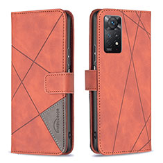 Funda de Cuero Cartera con Soporte Carcasa B08F para Xiaomi Redmi Note 11 Pro 4G Naranja