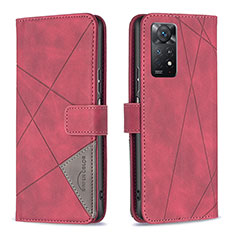 Funda de Cuero Cartera con Soporte Carcasa B08F para Xiaomi Redmi Note 11 Pro 5G Rojo