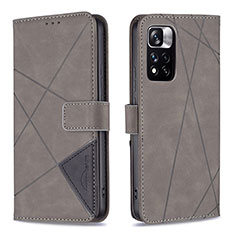 Funda de Cuero Cartera con Soporte Carcasa B08F para Xiaomi Redmi Note 11 Pro+ Plus 5G Gris