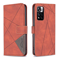 Funda de Cuero Cartera con Soporte Carcasa B08F para Xiaomi Redmi Note 11 Pro+ Plus 5G Naranja