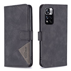 Funda de Cuero Cartera con Soporte Carcasa B08F para Xiaomi Redmi Note 11 Pro+ Plus 5G Negro