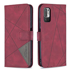 Funda de Cuero Cartera con Soporte Carcasa B08F para Xiaomi Redmi Note 11 SE 5G Rojo