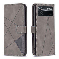 Funda de Cuero Cartera con Soporte Carcasa B08F para Xiaomi Redmi Note 11E Pro 5G Gris