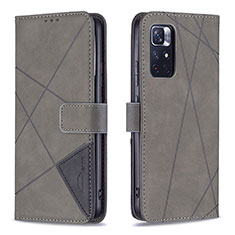 Funda de Cuero Cartera con Soporte Carcasa B08F para Xiaomi Redmi Note 11S 5G Gris