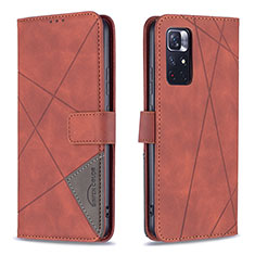 Funda de Cuero Cartera con Soporte Carcasa B08F para Xiaomi Redmi Note 11T 5G Naranja