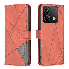 Funda de Cuero Cartera con Soporte Carcasa B08F para Xiaomi Redmi Note 13 5G Naranja