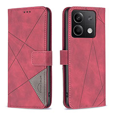 Funda de Cuero Cartera con Soporte Carcasa B08F para Xiaomi Redmi Note 13 5G Rojo