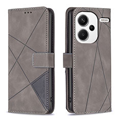 Funda de Cuero Cartera con Soporte Carcasa B08F para Xiaomi Redmi Note 13 Pro+ Plus 5G Gris