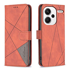 Funda de Cuero Cartera con Soporte Carcasa B08F para Xiaomi Redmi Note 13 Pro+ Plus 5G Naranja