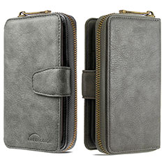 Funda de Cuero Cartera con Soporte Carcasa B10F para Samsung Galaxy A70S Gris