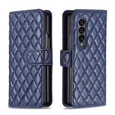 Funda de Cuero Cartera con Soporte Carcasa B10F para Samsung Galaxy Z Fold3 5G Azul