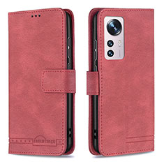 Funda de Cuero Cartera con Soporte Carcasa B10F para Xiaomi Mi 12 5G Rojo