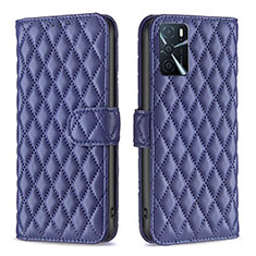 Funda de Cuero Cartera con Soporte Carcasa B11F para Oppo A16 Azul