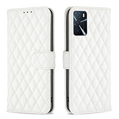 Funda de Cuero Cartera con Soporte Carcasa B11F para Oppo A16 Blanco