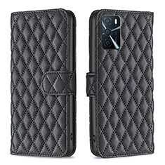 Funda de Cuero Cartera con Soporte Carcasa B11F para Oppo A16 Negro