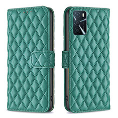 Funda de Cuero Cartera con Soporte Carcasa B11F para Oppo A16 Verde