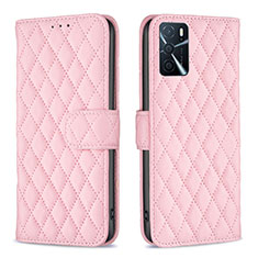 Funda de Cuero Cartera con Soporte Carcasa B11F para Oppo A54s Oro Rosa