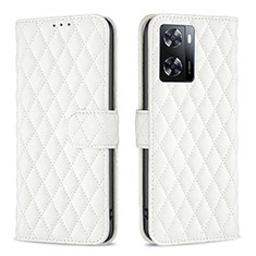 Funda de Cuero Cartera con Soporte Carcasa B11F para Oppo A77s Blanco