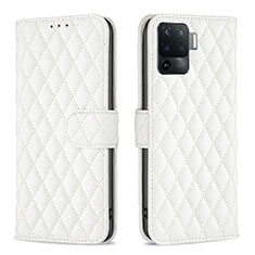 Funda de Cuero Cartera con Soporte Carcasa B11F para Oppo A94 4G Blanco