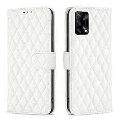 Funda de Cuero Cartera con Soporte Carcasa B11F para Oppo F19 Blanco