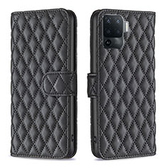 Funda de Cuero Cartera con Soporte Carcasa B11F para Oppo F19 Pro Negro