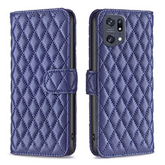 Funda de Cuero Cartera con Soporte Carcasa B11F para Oppo Find X5 Pro 5G Azul