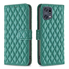 Funda de Cuero Cartera con Soporte Carcasa B11F para Oppo Find X5 Pro 5G Verde