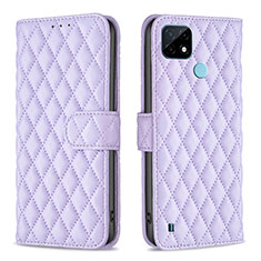 Funda de Cuero Cartera con Soporte Carcasa B11F para Realme C21 Morado