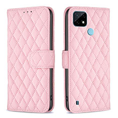 Funda de Cuero Cartera con Soporte Carcasa B11F para Realme C21 Oro Rosa