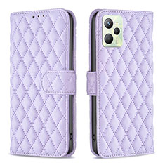 Funda de Cuero Cartera con Soporte Carcasa B11F para Realme C35 Morado