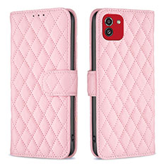 Funda de Cuero Cartera con Soporte Carcasa B11F para Samsung Galaxy A03 Oro Rosa