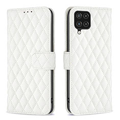 Funda de Cuero Cartera con Soporte Carcasa B11F para Samsung Galaxy A12 Nacho Blanco