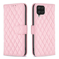 Funda de Cuero Cartera con Soporte Carcasa B11F para Samsung Galaxy A12 Oro Rosa