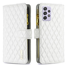 Funda de Cuero Cartera con Soporte Carcasa B11F para Samsung Galaxy A52 4G Blanco