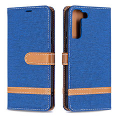 Funda de Cuero Cartera con Soporte Carcasa B11F para Samsung Galaxy S21 5G Azul