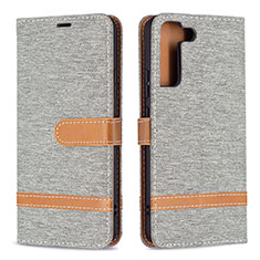 Funda de Cuero Cartera con Soporte Carcasa B11F para Samsung Galaxy S21 FE 5G Gris