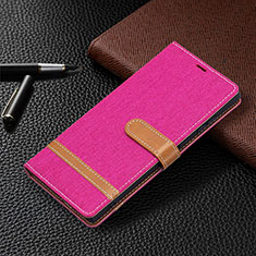 Funda de Cuero Cartera con Soporte Carcasa B11F para Samsung Galaxy S21 Ultra 5G Rosa Roja