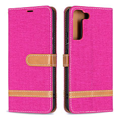 Funda de Cuero Cartera con Soporte Carcasa B11F para Samsung Galaxy S22 5G Rosa Roja