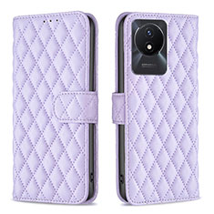 Funda de Cuero Cartera con Soporte Carcasa B11F para Vivo Y02 Morado