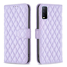 Funda de Cuero Cartera con Soporte Carcasa B11F para Vivo Y12A Morado