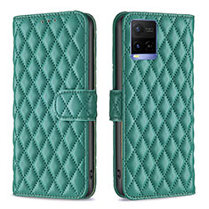 Funda de Cuero Cartera con Soporte Carcasa B11F para Vivo Y21 Verde