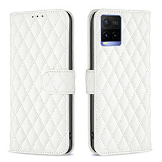 Funda de Cuero Cartera con Soporte Carcasa B11F para Vivo Y21e Blanco