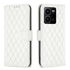 Funda de Cuero Cartera con Soporte Carcasa B11F para Vivo Y35 4G Blanco