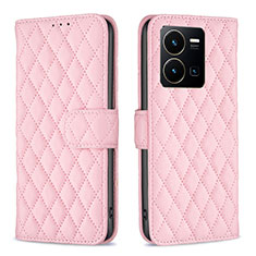 Funda de Cuero Cartera con Soporte Carcasa B11F para Vivo Y35 4G Oro Rosa